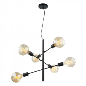 Lustra moderna neagra din metal cu 6 becuri Madalyn