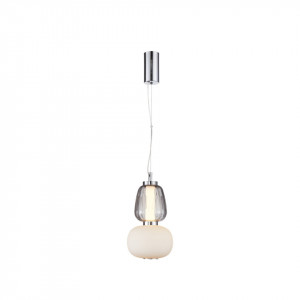 Pendul modern chrome cu 2 globuri din sticla si led Eris