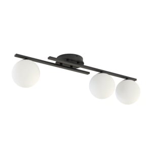 Plafoniera KAIRO 3 Negru sticla alba
