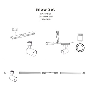 Spoturi pe sina Snow SET 1F Negru 4xGU10 - Img 4