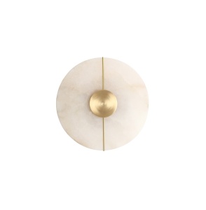 Aplica perete LED aurie rotunda din marmura alba Lusso