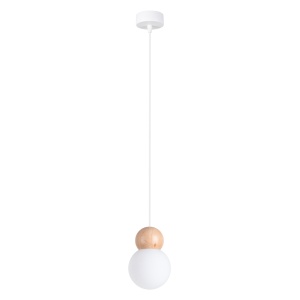 Lampă suspendată PEKKA 1 Alb Lemn natural - Img 1