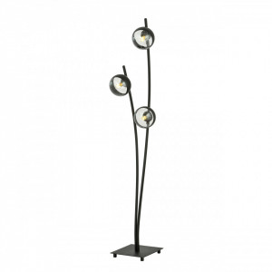 Lampadar modern negru cu 3 globuri transparente Hunter