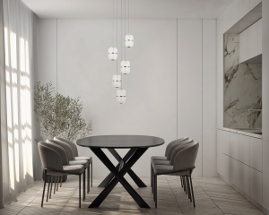 Lustra Negru - Auriu LED 5 becuri Alani - Img 2