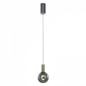 Pendul modern chrome din metal si sticla fumurie Aria