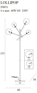 Lampadar negru Lollipop -F0051 - Img 2