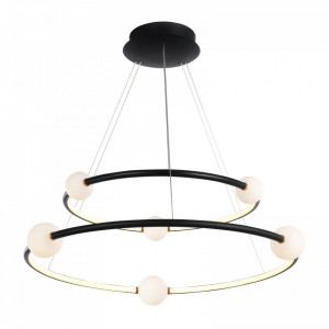 Lustra moderna neagra cu 2 cercuri led Lausanne