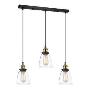Lustra moderna neagra liniara cu 3 pendule Francis