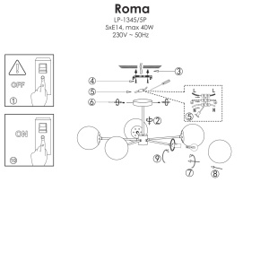 Lustra Roma 5 Auriu 5xE14 - Img 4