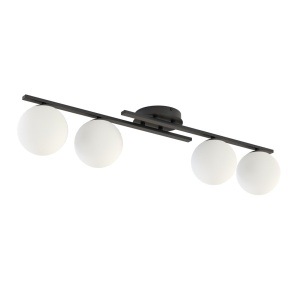 Plafoniera KAIRO 4 Negru sticla alba