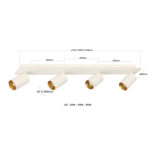 Spot aplicat Plafoniera Parma Alb 4xGU10 plus LED - Img 4