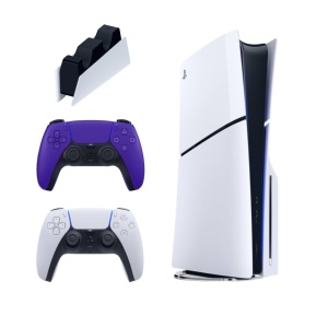 Konzola Sony Playstation 5 PS5 1TB Slim CD/DISC + Dualsense Galactic Purple + Dualsense Charging Station