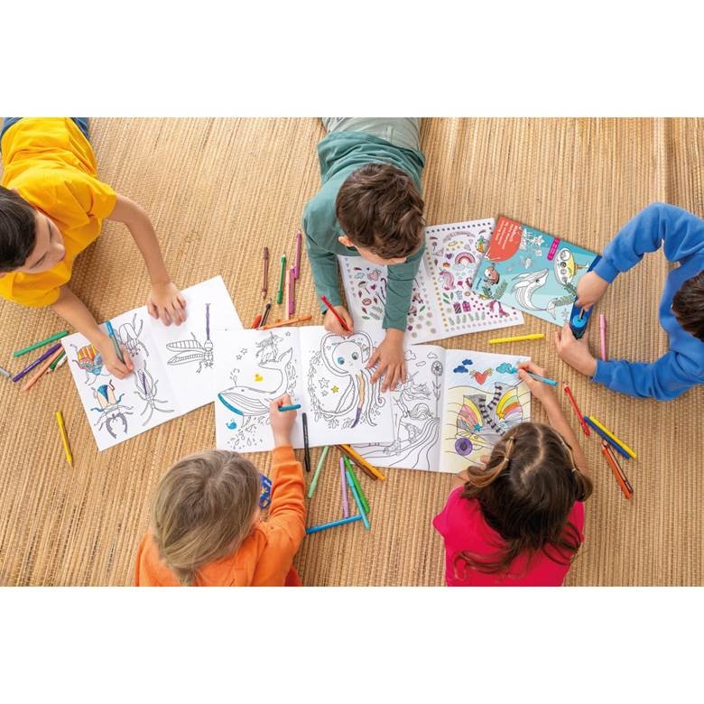 A group of children coloring on paper

AI-generated content may be incorrect.