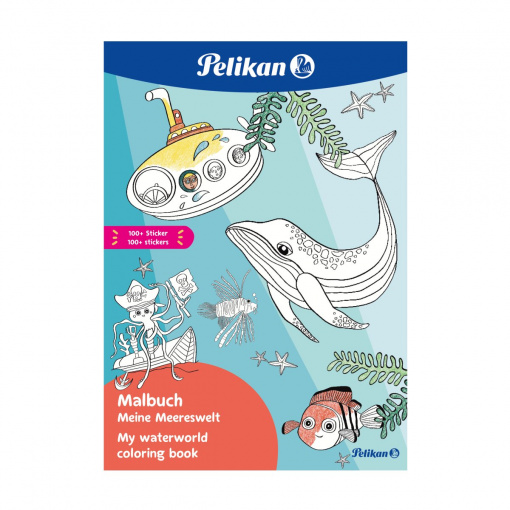 Carte de colorat "Blue Sea", format A4 24 file, include 100 abtibilduri