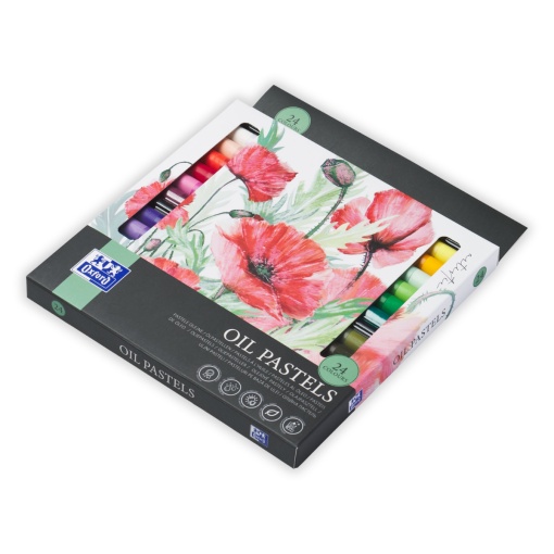 Creioane cerate Oil Pastels, set 24 culori, colectia Oxford Artistic