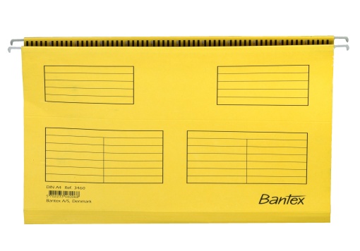Dosar suspendat simplu Bantex Flex A4, carton 220g/mp, capacitate 100 file, culoare galben