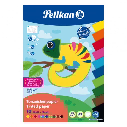 Bloc hartie color pentru activitati creative, format A3, 10 file, 10 culori