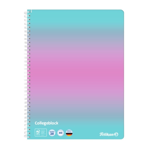 Caiet A4 cu spira, 80 file patratele, Color Edition, culoare roz / menta