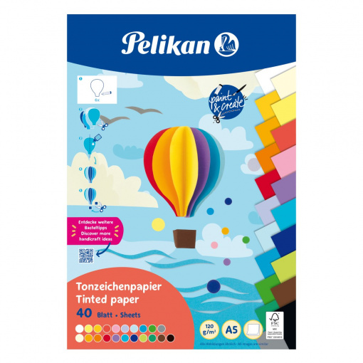 Bloc hartie color pentru activitati creative, format A5, 40 file, 21 culori
