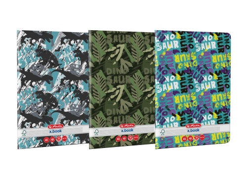 Caiet A5 48 file, patratele, motiv Dino Mania