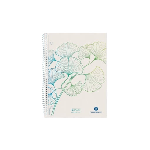 Caiet A5 cu spira, 70 file, patratele, motiv Ginkgo GREENline