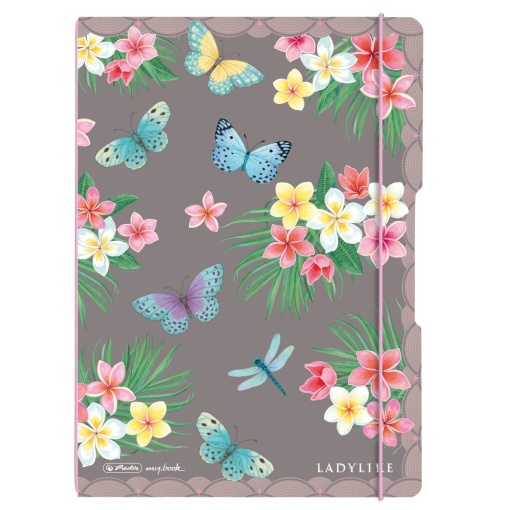 Caiet my.book flex A4 2x40 dictando+patratele, motiv LadyLike Butterflies