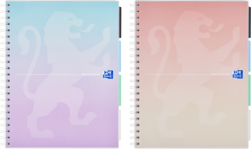 Oxford Project Book, A4 80 file, hartie Optik 90g/mp, spira dubla, scribzee, patratele, gradient pastel mix culori