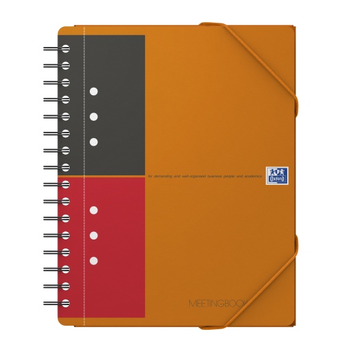 Agenda organizator Oxford International Meeting Book, A5+ 80 file, hartie Optik 90g/mp, spira dubla, scribzee, dictando, culoare portocaliu