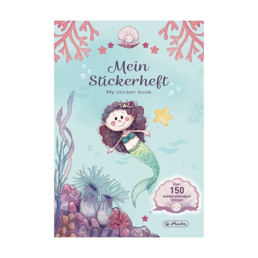 Carte cu 150 abtibilduri, format A5, 14 coli, motiv Mermaid
