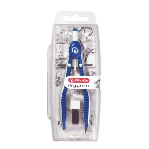 Compas my.pen, albastru/alb, blister