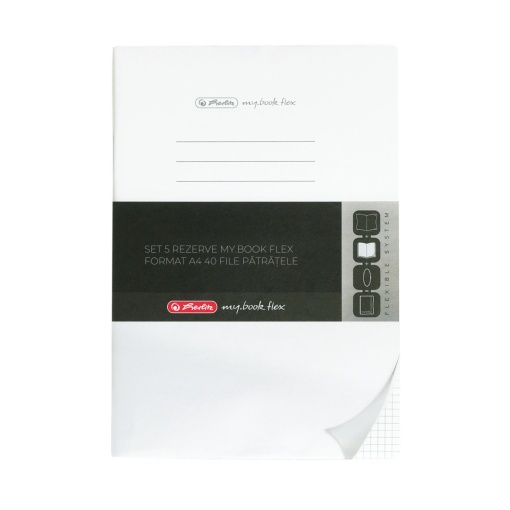 Rezerva caiet my.book flex A4, 40 file, patratele, set 5