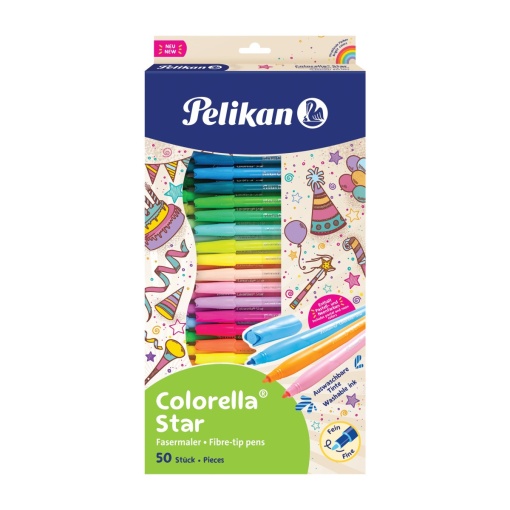 Carioca Colorella Star C302, set 50 culori, include 3 neon, 10 pastel