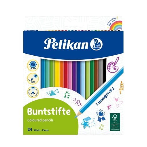 Creioane colorate hexagonale, set 24