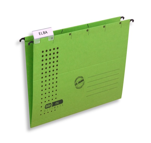 Dosar suspendat simplu Elba Ultimate A4, carton 240g/mp, capacitate 330 file, culoare verde