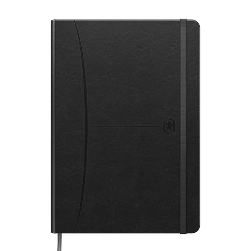 Caiet premium cu elastic Oxford Signature, A5 80 file, hartie Optik 90g/mp, scribzee, dictando, culoare negru