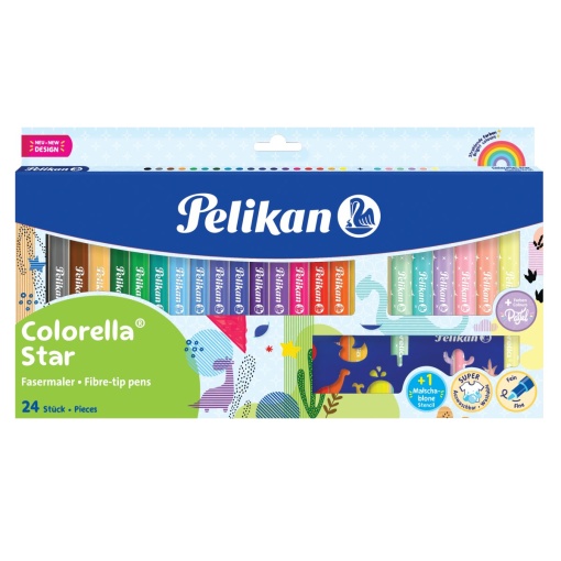 Carioca Colorella Star C302, set 24 culori (18 intense + 6 pastel), cu sablon inclus