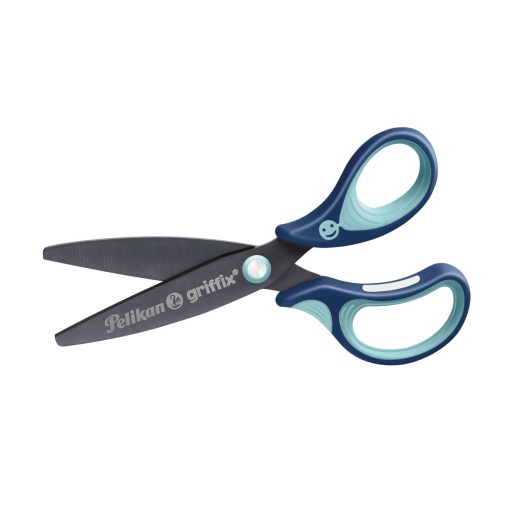 Foarfeca Griffix pentru dreptaci, albastru, varf rotund, 14 cm