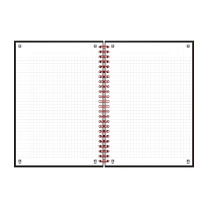 Agenda nedatata Oxford Black n' Red A5 70 file, coperta rigida, spira dubla, scribzee, patratele - Img 3