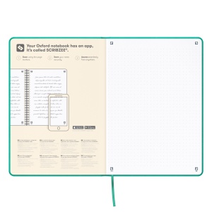Caiet premium cu elastic Oxford Signature, A5 104 file, hartie Optik 90g/mp, scribzee, punctat, culoare turcoaz - Img 5