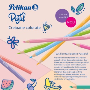 Creioane colorate hexagonale Pastel, mina 3.3 mm, set 12 culori - Img 6