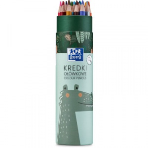 Creioane colorate rotunde Oxford Kids, mina 3 mm, set 26, include argintiu si auriu, diverse motive - Img 4
