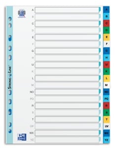 Index plastic alfabetic Oxford A4 A-Z, 20 file/set, culoare alb cu margine color - Img 1