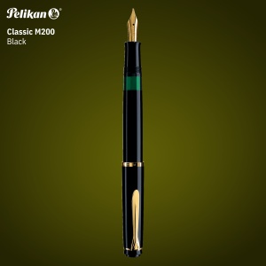 Stilou Classic Black M200, penita M placata aur 24k, accesorii placate aur 24k