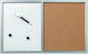Whiteboard + panou pluta 2-in-1 40 x 60 cm