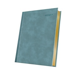 Agenda datata 2027 Premium Deluxe Chia Suple, format A5, 352 pagini, culoare acvamarin cu margine aurie