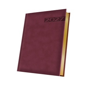 Agenda datata 2027 Premium Deluxe Teano, format A5, 352 pagini, culoare bordo cu margine aurie