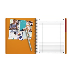 Agenda organizator Oxford International Active Book, A5+ 80 file, hartie Optik 90g/mp, spira dubla, scribzee, dictando, culoare portocaliu - Img 6