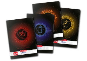 Caiet A4 100 file patratele, motiv Chakra