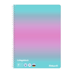 Caiet A4 cu spira, 80 file patratele, Color Edition, culoare roz / menta