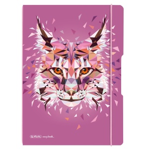 Caiet my.book flex A4, 2x40 file, dictando+patratele, motiv Wild Animals Lynx
